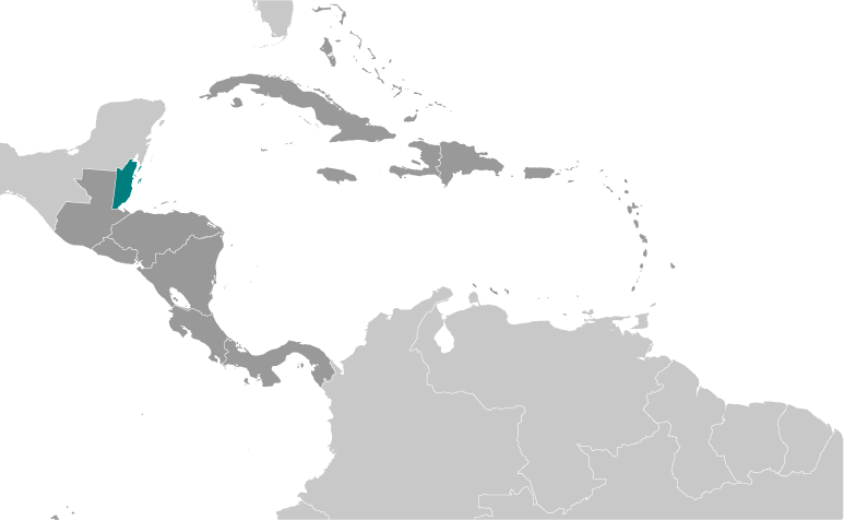 Położenie Belize na mapie Ameryki