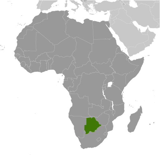 Położenie Botswany na mapie Afryki