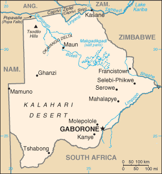 Mapa Botswany