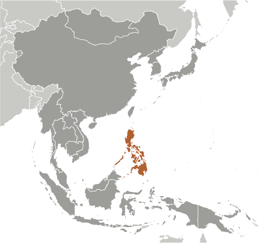 Położenie Filipin na mapie Azji