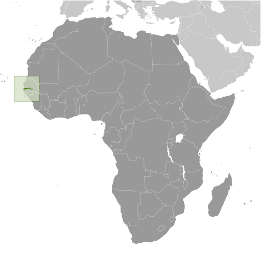 Położenie Gambii na mapie Afryki