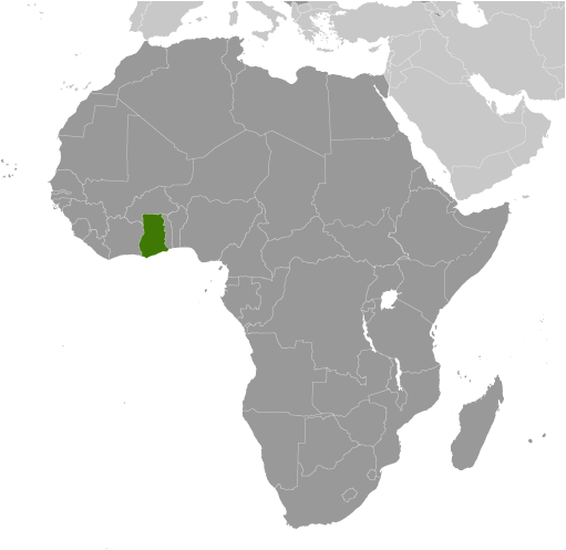 Położenie Ghany na mapie Afryki