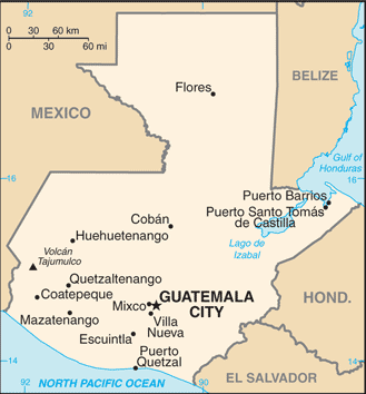 Mapa Gwatemali