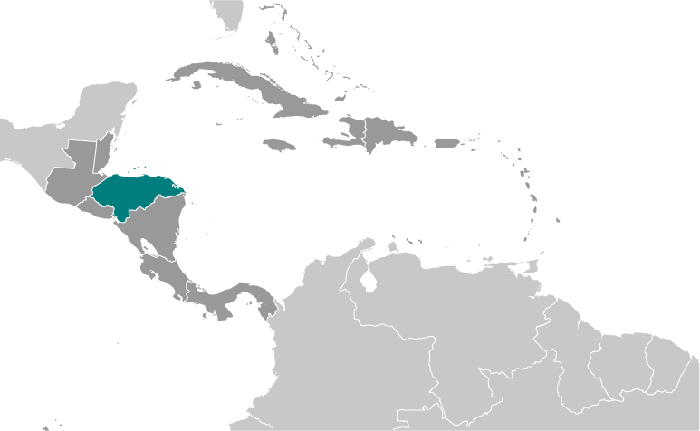 Położenie Hondurasu na mapie Ameryki