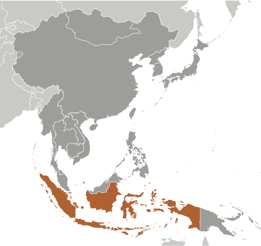 Położenie Indonezji na mapie Azji