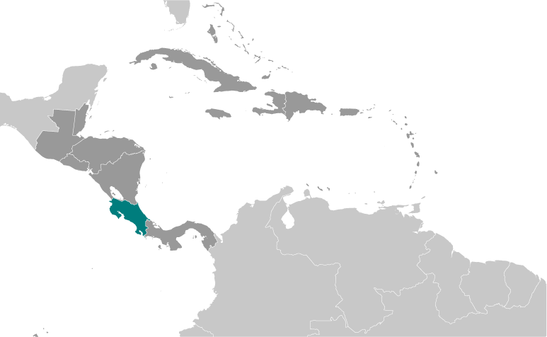 Położenie Kostaryki na mapie Ameryki