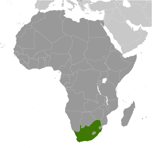 Położenie RPA na mapie Afryki