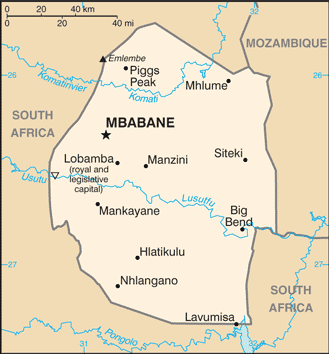 Mapa Swazilandu