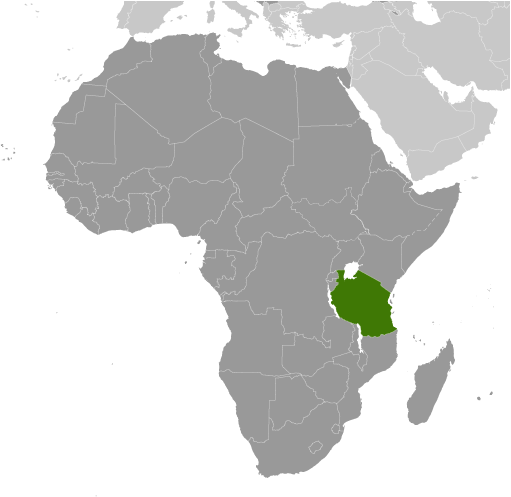 Położenie Tanzanii na mapie Afryki