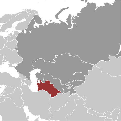 Położenie Turkmenistanu na mapie Azji