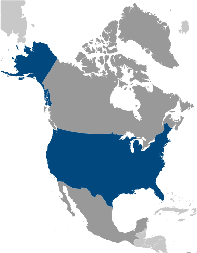 Położenie USA na mapie Ameryki