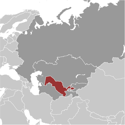 Położenie Uzbekistanu na mapie Azji