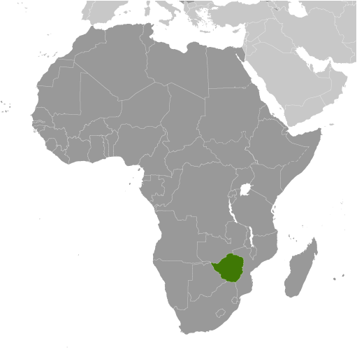 Położenie Zimbabwe na mapie Afryki